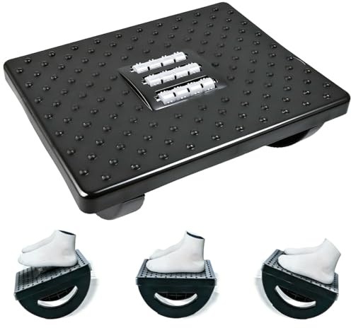 Vunanvu Ergonomische Fußstütze Schreibtisch mit Massage-Rollen Fußablage Schreibtisch Wippfunktion 180° Fußbank Rutschfest Fußwippe Entlastet Bein Fußhocker Eignen Sich für Fliesenböden im Büro Home