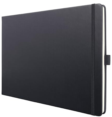 Sigel Conceptum Premium Notizbuch A4 quer blanko schwarz Hardcover | CO200, 132 perforierte Seiten, Quickpocket, Stiftschlaufe und Gummibandverschluss