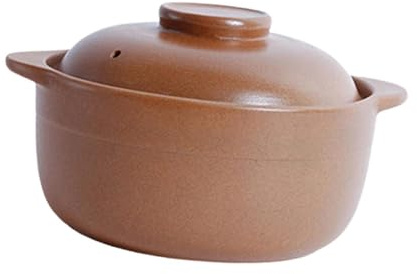 Guangcailun Olla de barro para cocinar, sin esmaltar, ofrece aislamiento y transpirabilidad para cocinar comidas saludables, apta para niños, cazuela de arroz barro con tapa, 1.6L