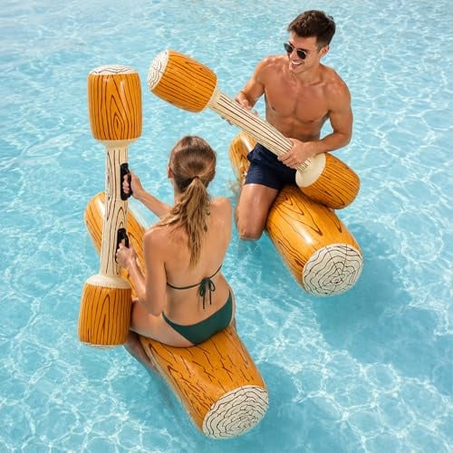 4 Pièces Gonflable Flottant d'aviron,Jeu de Combat Flottant Gonflable pour Piscine,Aquatiques en Plein Air Bataille,Bouées et Pagaies,pour Enfants et Adultes