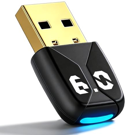 Adattatore Bluetooth 6.0 USB per PC, Dongle Bluetooth USB per Windows 11/10/8.1, chiavetta Bluetooth USB lunga portata bassa latenza, collega fino a 5 dispositivi mouse tastiera cuffie controller