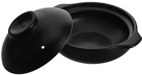 DECHOUS Olla de Barro China Donabe 600ml con Tapa Arcilla Resistente al Calor para Cocinar Arroz Guisos y Platos Coreanos Portátil para Hogar y Viajes