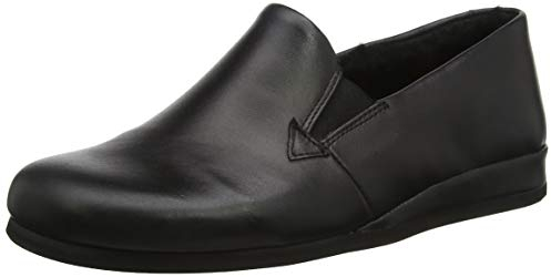 Rohde 6420 Viborg Herren Hausschuhe Leder Lammfell, Größe:47 EU, Farbe:Schwarz