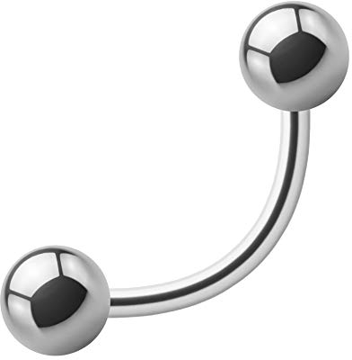 Treuheld Piercing Banane - Titan - Silber - 1.2mm [01.] - 1.2 x 5 mm (Kugeln: 3mm)