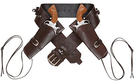 Amakando Pistolengürtel mit Zwei Halftern Westerngurt braun Colt Cowboy Halfter Gangster Revolver Halterung Wild West Party Fasching Zubehör
