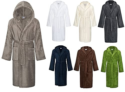 Bademantel mit Kapuze Modell 602 100% Baumwolle Frottee Premium-Soft-Qualität elefantengrau-S
