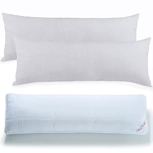 CelinaTex Seitenschläferkissen 40x120 Set mit 2X Kissenbezug, Silber grau, First Class BeNature 6000450