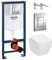 Grohe Vorwandelement inkl. Drückerplatte + Lavita Wand WC ohne Spülrand + WC-Sitz mit Soft-Close-Absenkautomatik Lino Drückerplatte chrom glänzend WC