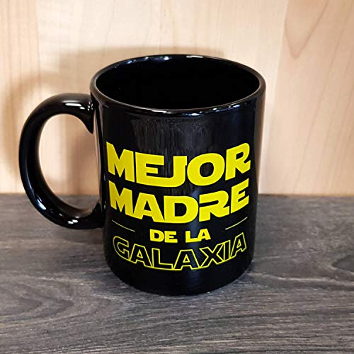 Dr.Troll Kaffeebecher, Motiv Beste Mutter der Galaxie, 33 cl Aus schwarzer Keramik.