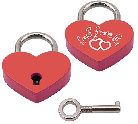 Cadenas Cœur,Mini Cadenas D'amour en Forme avec Clé et Gravure pour Bagage sac à Main Journal Intime Cadeau de St Valentin Rouge