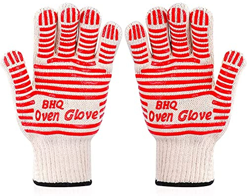 BETOY Gants de Barbecue, Gants de Four Anti-Chaleur Jusqu'à 800°C Universel Gants de Cuisine Résistant à la Chaleur et Antidérapants Gants pour BBQ Grill Four Cuisine et Cheminée [1 Paire]