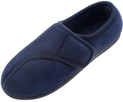 Git-up Diabetiker Hausschuhe Schuhe für Männer Arthritis Ödem Verstellbare Verschluss Memory Foam Hausschuhe, Blue 12