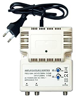 HDME AMPLIFICATEUR TNT Blinde 2 Sorties ampli d'intérieur antenne TV 220V
