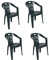 Dmora - 4er Set Gartenstühle Bisceglie, Gartensitz, Für drinnen und draußen, Mit Armlehnen und stapelbar, Made in Italy, 56x55 h78 cm, Grün