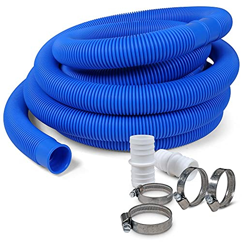 POOL Total Schwimmbad Schlauch blau Ø38mm, 6,00m + 2 Verbinder + 4 V2A Schellen