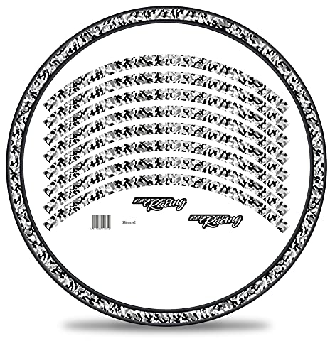 16-teiliges Set Felgenrandaufkleber Sticker für Fahrrad Felgen im Camouflage Design Komplett Set für 27 29 für Ebike Rennrad Mountainbike MTB Laufrad RX032 (Schwarz weiß, Glanz)