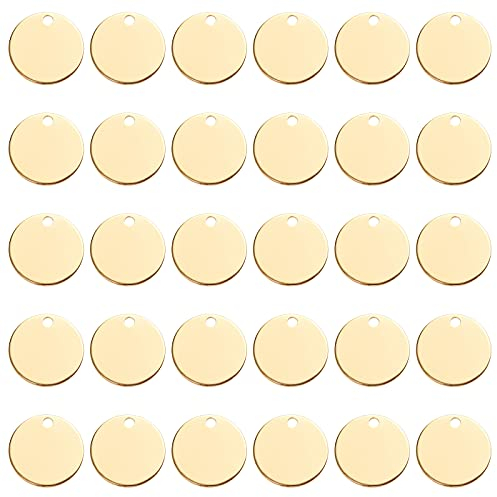 PandaHall 30pcs Messing Runde Stempel Tag 0.78'' Blank Tag Mit Loch Münze Disc Charms Blank Anhänger Label Für Schlüsselanhänger Hundemarke Namensschild Halskette Schmuckherstellung Chore Board