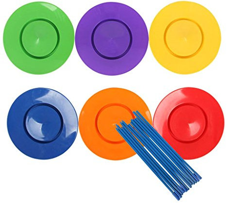 U/ D 6 piatti da giocoleria con bastoni