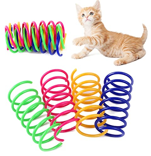SEMINISMAR Katze Spielzeug,Interaktives Katzenspielzeug,Cat Spring,Kunststoff Spiralfedern,Spielzeug Spiralfedern,4 PCS