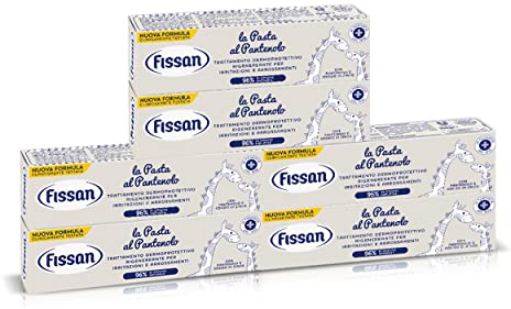 FISSAN Pasta al Pantenolo - Trattamento Dermoprotettivo Rigenerante per Irritazioni e Arrossamenti - Formula Clinicamente Testata - 96% Origine Naturale - Con Pantenolo e Ossido di Zinco -6 Conf 100gr