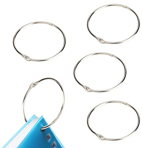 Lot de 5 Anneaux de Reliure en métal de 7,6 cm, faciles à Ouvrir et à Fermer, Crochets de Rideau de Douche, Anneaux de Porte-clés circulaires à charnière pour travaux manuels, Cartes