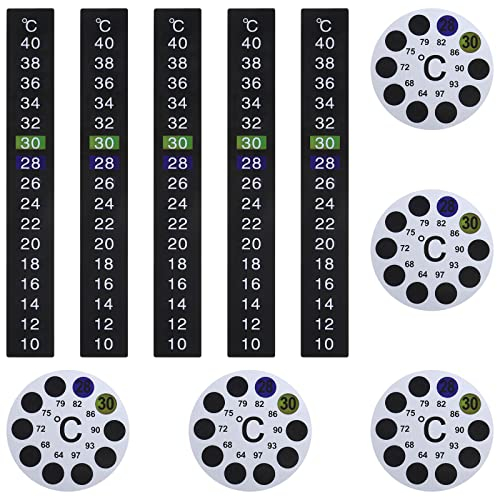 eMagTech 10 Stück Thermometer Aufkleber selbstklebend Farbwechsel Digitale Temperaturanzeige sofort ablesbare Temperaturaufkleber für Aquarien Milchflaschen