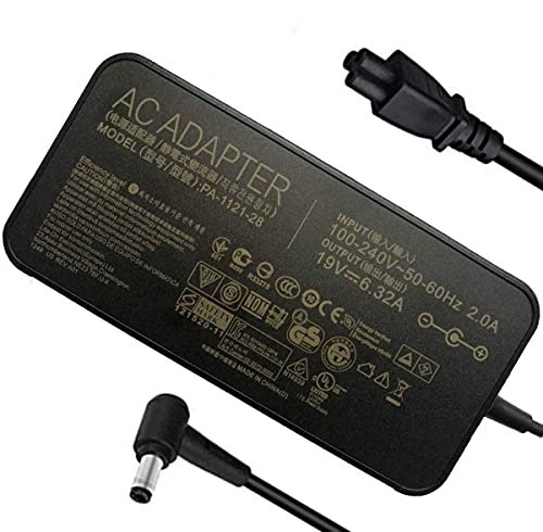 120W 19V 6.32A AC Charger Adapter Compatible for ASUS A15-120P1A PA-1121-28 ADP-120RH B N750 N500 G50 N53S N55 FX504 UX510UW N56J N56VM N56VZ Laptop Power Supply Cord