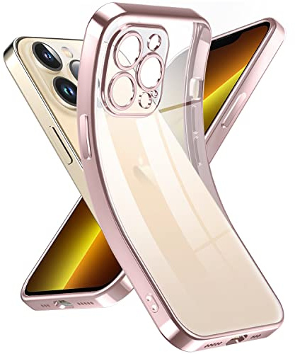 Supdeal Crystal Clear Case for iPhone 13 Pro, [Never Yellow] [Camera Protection], Thin Slim Fit Transparent Soft Silicone Phone Protective Case Cover, 6.1 Inch, Pink