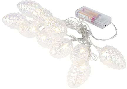 Ideen mit Herz 10er Lichterkette | LED | warmweiß | inkl. Timer-Funktion | batteriebetrieben | für innen | 3,05 m lang (Tannenzapfen | klar irisierend)