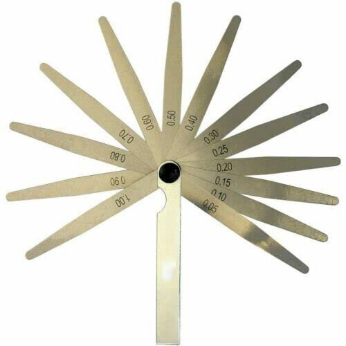Dunnet Tools 13 Blade Feeler Gauge Set - Metric & Imperial (0.05-1.0mm / 0.0015-0.035 Inch) | Precision Gap Measuring Tool for Spark Plug, Valve, Brake Pad, Fire Door, and Guitar Setup