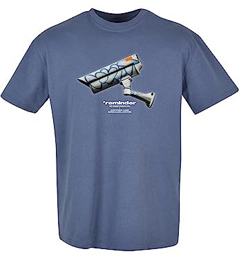 Mister Tee Herren CCTV Oversize T-Shirt – Lockerer Fit, Urban Print mit Überwachungskamera, Statement Streetwear aus Heavy Cotton, Vintageblue, XS
