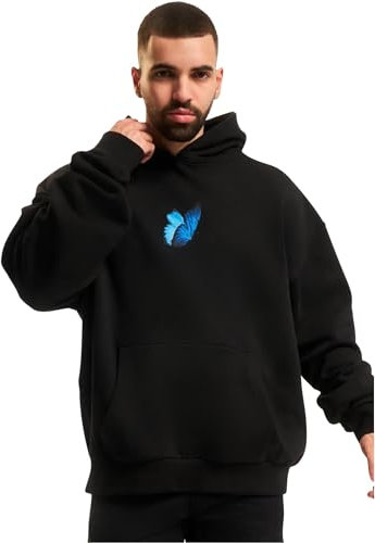 Mister Tee Upscale Unisex Kapuzenpullover Le Papillon Heavy Oversize Hoody, Unisex Hoodie mit Rückenprint, Oversize Fit, Black, 5XL