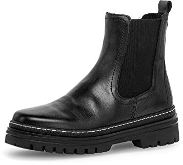 Gabor Damen Chelsea Boots, Frauen Stiefeletten,uebergangsstiefel,Schlupfstiefel,flach,Stiefel,Bootee,Booties,schwarz (Weiss),37.5 EU / 4.5 UK