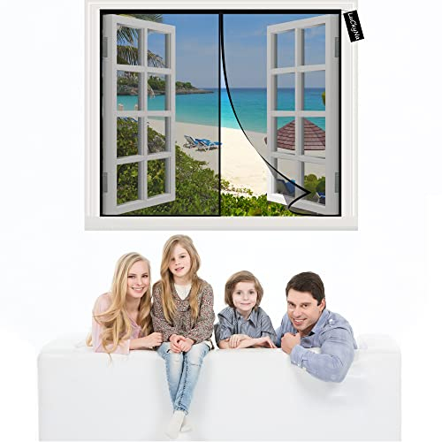 Insektenschutz Rollo FüR Fenster 125x215cm Schwarz Insektenschutz Fenster Fliegengitter Fenster Moskitonetz mit Klettband Kinderleichte Klebemontage Ohne Bohren für Fenster