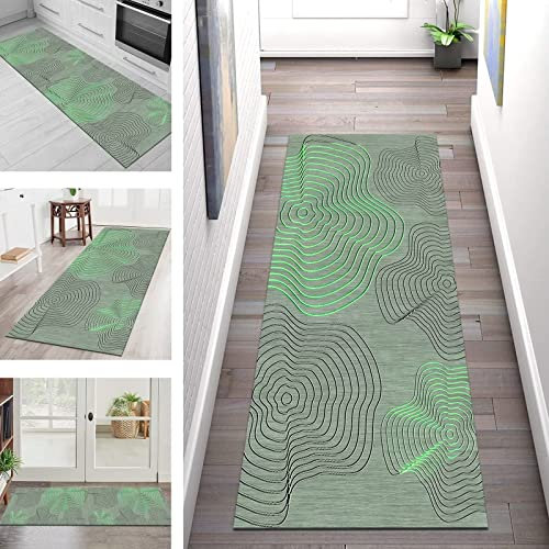 Teppich Läufer Flur Küche rutschfest waschbar Teppichläufer Lang 90X200CM Abstrakt Muster Küchenläufer Meterware Korridor Tepiche Esszimmer Schlafzimmer Wohnzimmer Schmutzfangmatte Breit 40-120cm