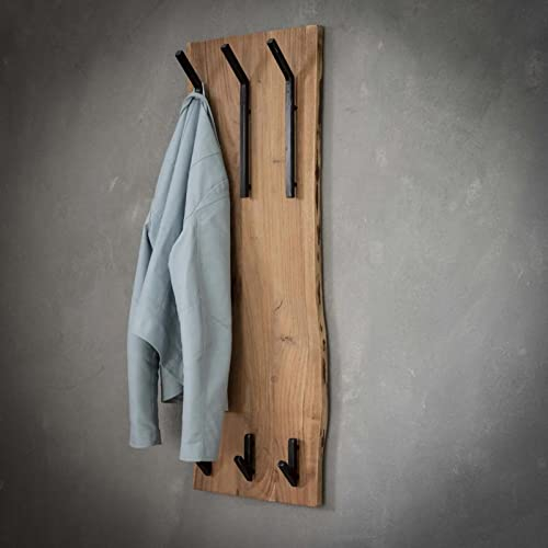 RINGO-Living Massivholz Garderobe Mikala mit 6 Haken in Natur-hell und Schwarz-matt