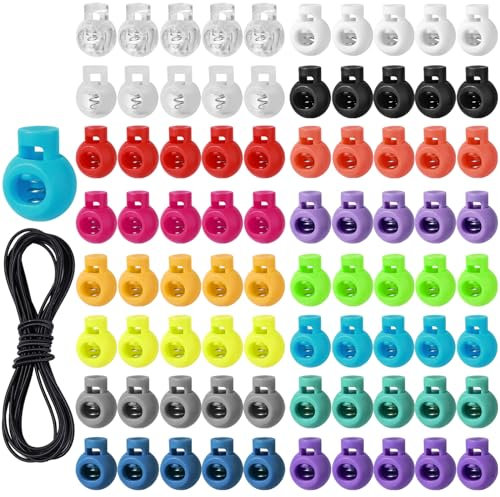 Sinofort Stop Cordon 100Pcs Arret de Cordon Bloque Lacet Serre Cordon Attache Lacet Attache Elastique pour Lacets Vêtements Sacs à Dos Artisanat
