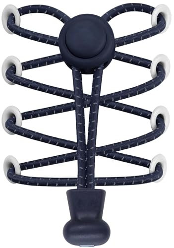 7STROBBS 2 PAIRS No Tie Elastic Trainer Laces, Easy Lock Shoelaces for Sport Running Walking Boots, String Shoe Lace for Adults Kids Women Mens Navy