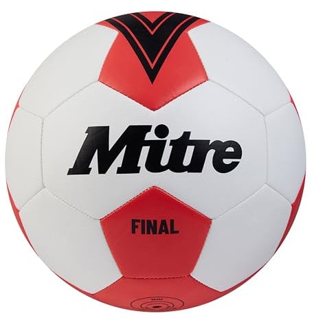 Mitre Final Recreational Football | Perfect for Kids | Football Gift, White/Bib Red, 5