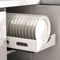 ZEEKOL Heavy Duty Extendable Cupboard Organiser with Adhesive Film for Kitchen Plates Storage and Cupboard Organisation, White, 38.5 x 27.5 x 9 cm