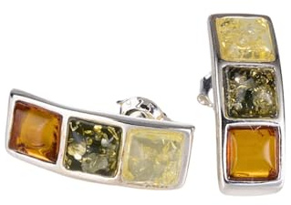 Bernsteinschmuck für Frauen – Ohrstecker aus 925er-Sterlingsilber und mehrfarbiger baltischer Bernstein, kleine Silber-Edelstein-Ohrstecker – Sterlingsilber-Schmuckkollektion