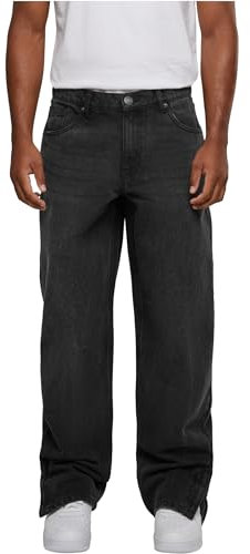 Urban Classics Herren Jeans Heavy Ounce Straight Fit Zipped Jeans, Jeans für Männer, Reißverschluss am Hosenbein, erhältlich, Größen 28-44