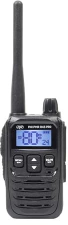 PMR R45 PRO 446 MHz, 0,5 W, 99 canali programmabili, 16 PMR e 38 CTCSS e 104 toni DCS, silenzioso a 5 livelli, VOX, TOT, BCL, Scan, Roger Beep