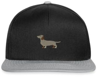 Spreadshirt Dackel Stickerei Snapback Cap, One Size, Schwarz/Grau