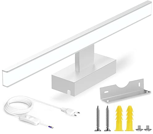 Karrong LED Spiegelleuchte Bad mit Schalter 40CM 8W 1000lm Neutralweiß 4000K IP44 Wasserdicht Bad Spiegel Lampe Spiegellampe Badezimmerschrank Schrankleuchte Schminklicht Klemmleuchte 230V