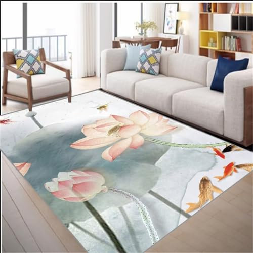 Teppich kinderzimmer teppiche für küche Rosa Lotus Runde Lotusblatt Muster Dekoration Wohnzimmer Teppich Anti-Milben teppiche für Schlafzimmer 50X70CM