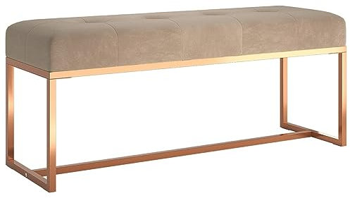 Chaduof Sitzbank Beige 110x36x45 cm Samt, Flur Möbel, Sitzbank Esszimmer, Bettbank, Flur Deko, Sitzhocker, Truhenbank, Schlafzimmer Möbel, Truhenbank
