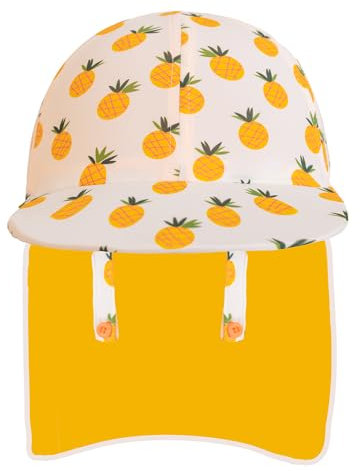 Gifts Treat Baby Mädchen Sonnenhut Kinder Legionärshut, UPF 50+ Sonnenschutz Badekappe, Baby Kinder Sonnenhut Badehut mit Nackenschutz, Ananas, 6-8 Jahre