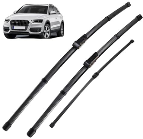 FJCKGF Scheibenwischer für Audi Q3 2011-2017 24+20+16, Effizient Scheibenwischer Vorne Strapazierfähiges Gummi Scheibenwischer Vorne Und Hinten Zubehör