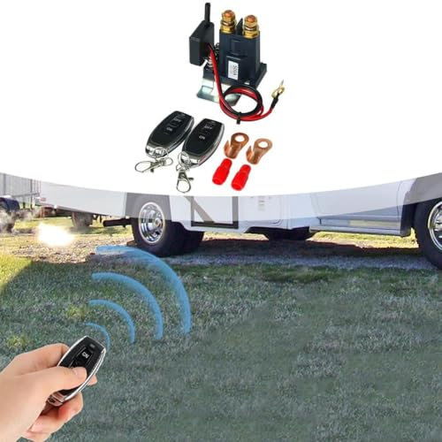 Wireless Remote Battery Disconnect Switch Isolator, 12V Car Relay Receiver Car Battery Isolator with 2 Transmitters, Car Kill Switch Anti-Theft Switch